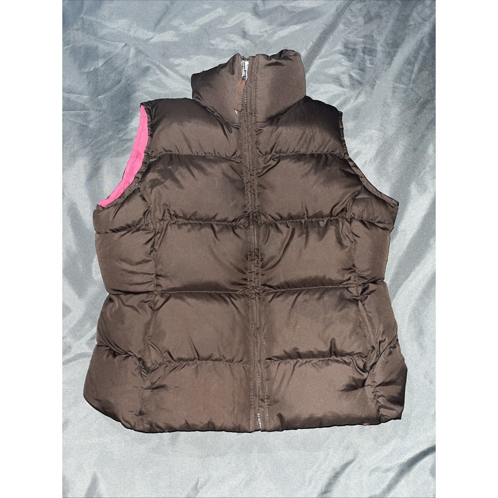 Gilrls Land's End Brown Puffer Vest Size Small 4